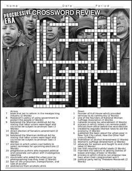 Progressive Era Crossword Puzzle Review 22 Terms by Burt Brock s Big