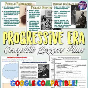 Preview of Progressive Era Lesson Plan: PowerPoint, Notes, Video, Reading Activity