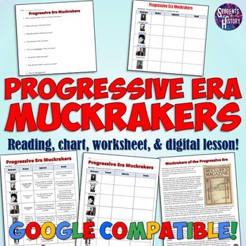 Preview of Progressive Era Muckrakers Chart & Worksheet Activity for US History