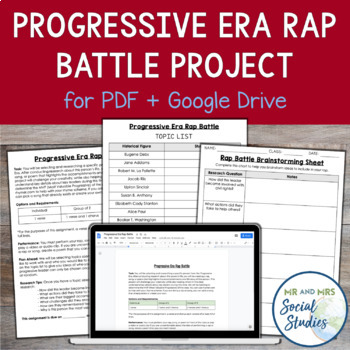 Preview of Progressive Era Project: Rap Battle for PDF and Google Drive