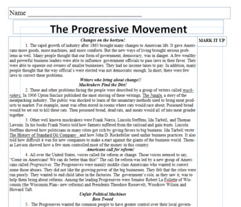 Preview of Progressive Era Reading