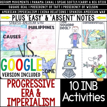 Preview of Progressive Era & US Imperialism Interactive Notebook Activities, US History INB