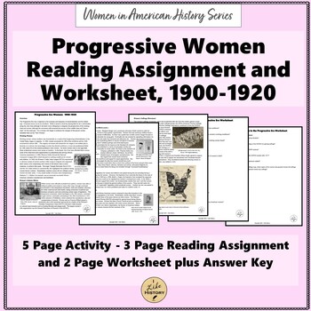 Preview of Progressive Era Women: Reading Assignment and Worksheet *U.S. History*