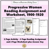Progressive Era Women: Reading Assignment and Worksheet *U
