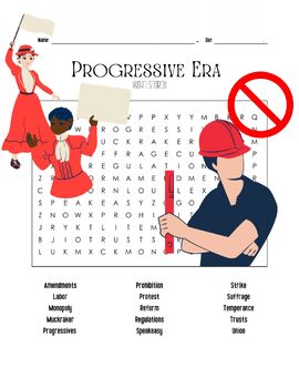 Preview of Progressive Era Word Search | U.S. History