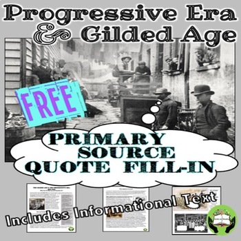 Preview of PROGRESSIVE ERA & GILDED AGE HISTORICAL VOCABULARY with PRIMARY SOURCES