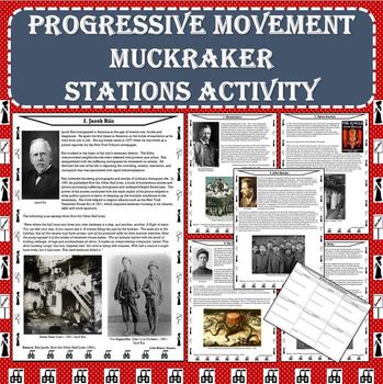 Preview of Progressive Movement Era - Muckraker Stations Activity (PDF and Google Docs)