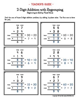 Progressive Stages of Common Core Math: 2-Digit Addition with
