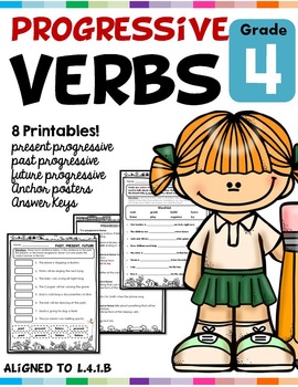 Preview of Progressive Verb Tenses L.4.1.B Worksheets Distance Learning