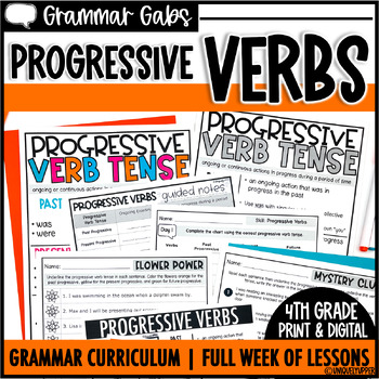 Preview of Progressive Verb Tenses Worksheets, Activities, & Anchor Charts 