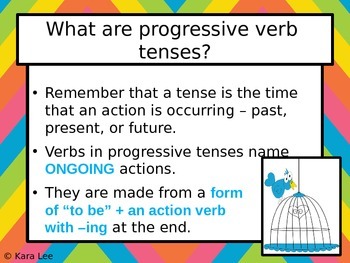 Progressive Verb Tenses Powerpoint By Gone Wild Designs Tpt