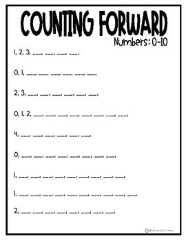 Counting Forward & Backward Worksheets Differentiated! (0-10, 0-20, 0