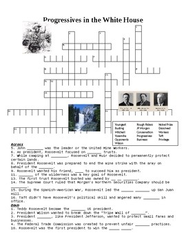 Progressives in the White House Crossword or Web Quest by Vagi s Vault