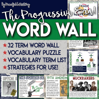 Preview of Progressivism Word Wall Vocabulary Puzzle