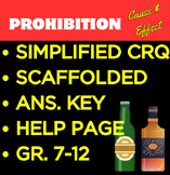 Prohibition- Cause and Effect CRQ (Constructed Response Question)