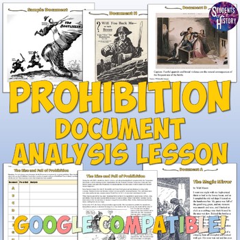 Preview of Prohibition and the 18th Amendment Lesson: Readings, Worksheet, Image Activity