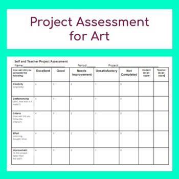Preview of Project Assessment (Self & Teacher) for Art 