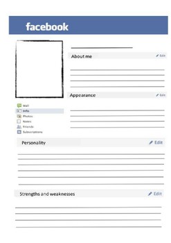 Facebook Profile Template Worksheets Teachers Pay Teachers