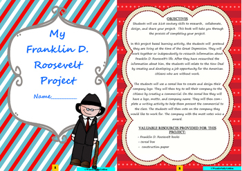 Preview of Franklin D Roosevelt: Project Based Learning Activity