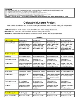Preview of Project Based Learning: Colorado History Museum Project
