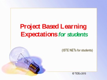 Preview of Project Based Learning Expectations for students (ISTE.NETS)