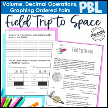 Preview of Project Based Learning: Field Trip to Space - Decimals, Graphing, Volume 5th