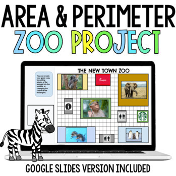 Preview of Project Based Learning Math Area & Perimeter Zoo Assignment | Print and Digital