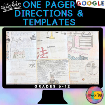 Preview of Project Based Learning One Pager Directions Template Social Studies