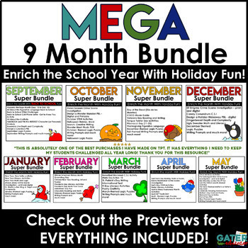 Preview of Project Based Learning Reading | Holiday Reading | Writing | Math | BUNDLE