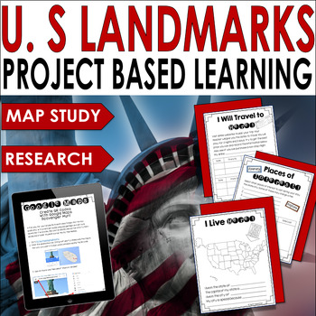 Preview of US Landmarks Research and Travel Project - Project Based Learning Social Studies
