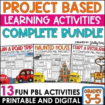 Preview of Project Based Learning BUNDLE Writing and Math PBL Activities 3rd 4th 5th Grade