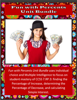 Preview of Fun with Percents Unit Bundle – 7th Grade PBL with Math