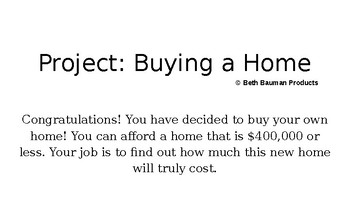 Preview of Project: Buying a Home