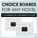 Project Choice Board for Any Novel Middle School Novel Stu