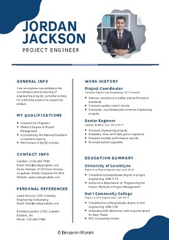 Preview of Project Engineer Resume Template Cover Letter Template Canva