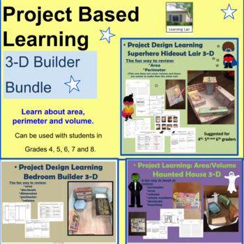 Preview of Project Learning: 3-D Building Bundle: Volume, Area, Perimeter and Nets