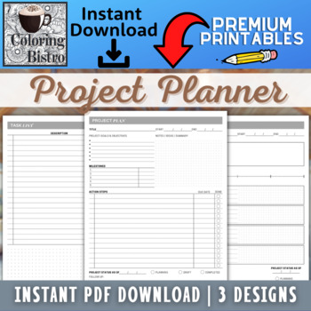 Preview of Project Planner Printable, Anti-Procrastination, Meeting Notes, Project Manage
