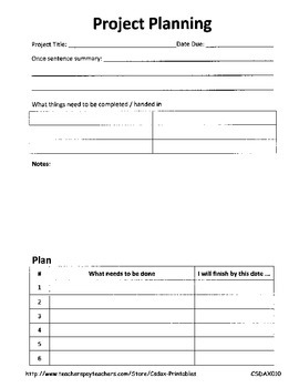 research project planning sheet