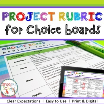 Preview of Project Rubric for Choice Boards Freebie for Distance Learning