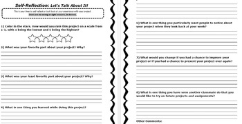Preview of Project Self-Reflection for Students (FREE printable)