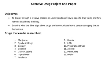 Preview of Project on Illicit Drugs with Biblical Integration