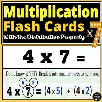 Preview of Projectable Multiplication Fact Fluency Flash Cards |Distributive Property 