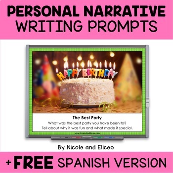 Preview of Digital Personal Narrative Writing Prompts + FREE Spanish