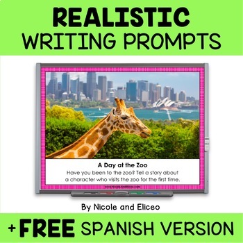 Preview of Digital Realistic Fiction Writing Prompts + FREE Spanish