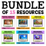 Digital Projectable Writing Prompts Bundle + FREE Spanish