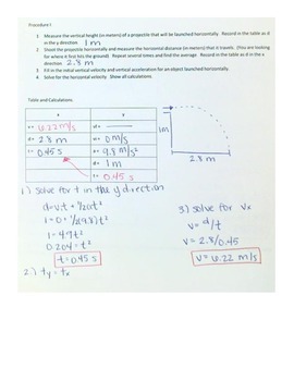projectile motion lab answer key