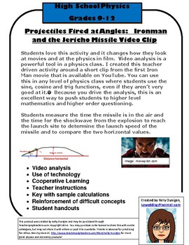 Preview of Projectile Motion Video Analysis Jericho Missile Iron Man