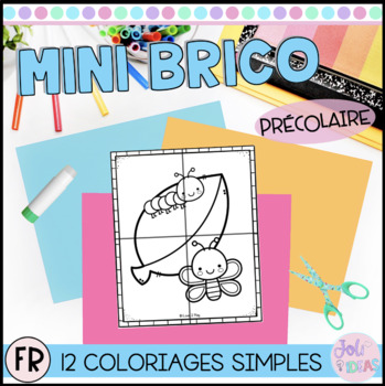 Preview of 12 Mini Bricolages - Coloriage, découpage, collage - Préscolaire - FR
