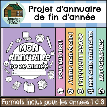 Preview of Projet d'annuaire de fin d'année | French Yearbook Activity (Grade 1-3)
