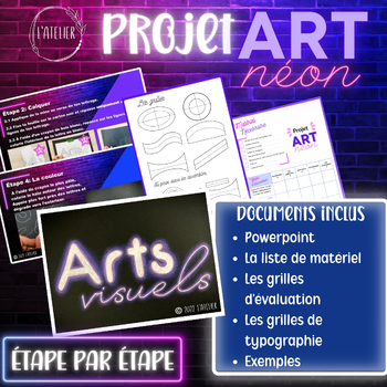 Preview of Projet d'art néon au crayons de couleurs/ Arts plastiques/ Powerpoint